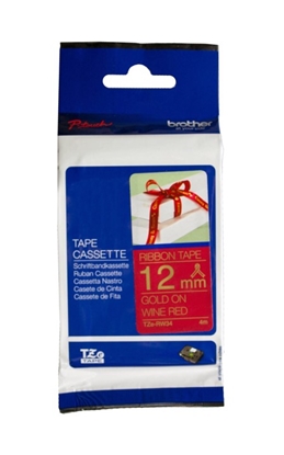 Picture of TZe-RW34 dekor.auduma lente, ZELTS uz SARKANU, 12mm x 4metri