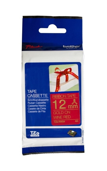 Изображение TZe-RW34 dekor.auduma lente, ZELTS uz SARKANU, 12mm x 4metri