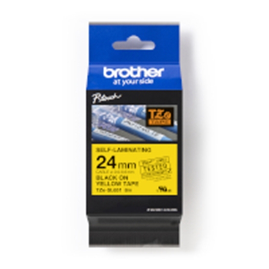 Изображение TZe-SL651 pašlaminējoša uzlīmju lente, melns uz dzeltena,24mm