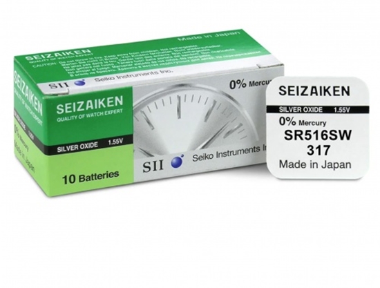Picture of 317 baterijas 1.55V Seiko sudraba-oksīda SR516SW iepakojumā 1 gb.