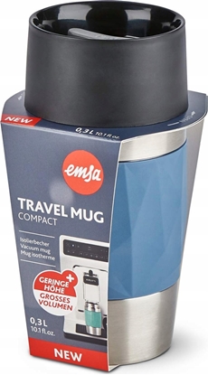 Attēls no Emsa Emsa TRAVEL MUG Compact thermal mug (blue/stainless steel, 0.3 liters, screw cap)