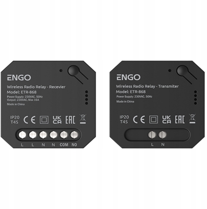Изображение Engo ETR-868 - przekanik bezprzewodowy, nadajnik+odbiornik, sterowany radiowo, 868Mhz, 230V