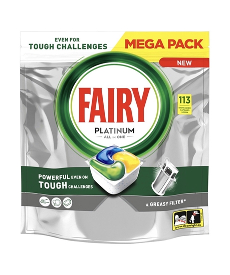 Изображение Fairy Platinum All‑in‑One Dishwasher Caps Lemon 113pcs
