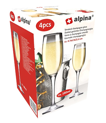 Изображение Glāzes šampanieša Alpina 4gb 180ml, dūmakainas