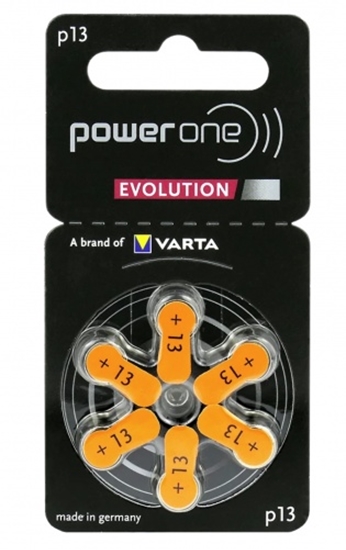 Picture of Izmērs 13 | Dzirdes Aparāta baterijas Varta Power one Evolution Zn-Air PR48 iepakojumā 6 gb.