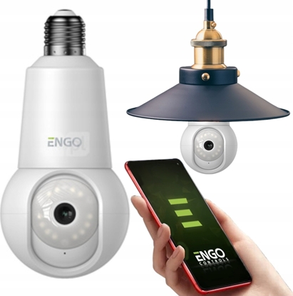 Изображение Kamera IP Engo ECAM-E27 - Smart kamera wewntrzna, Wi-Fi, obrotowa, gwint E27, 4Mpx2-kierunkowy dwik (mikrofon i gonik), ledzenie ruchu, micro SD