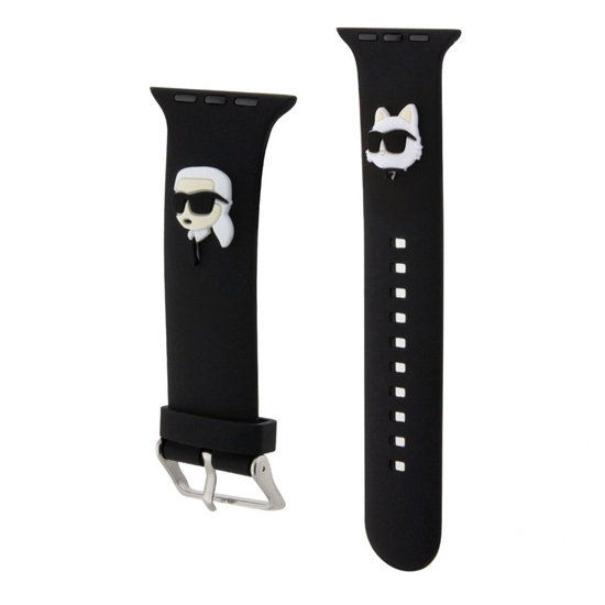 Picture of Karl Lagerfeld - Karl Lagerfeld Karl and Choupette Head NFT Watch Strap for Apple Watch 42/44/45/49 Black