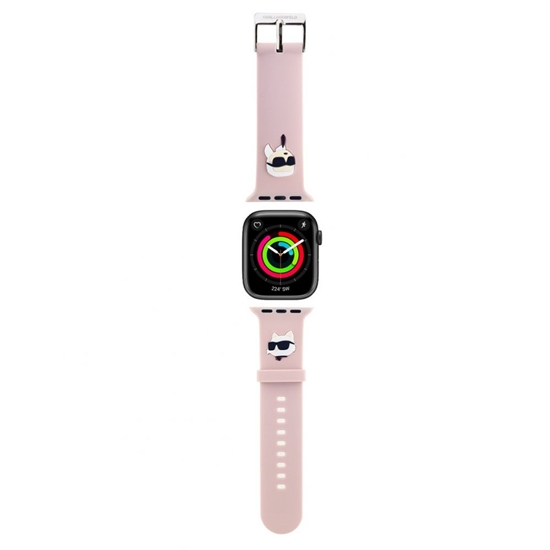 Picture of Karl Lagerfeld - Karl Lagerfeld Karl and Choupette Head NFT Watch Strap for Apple Watch 42/44/45/49 Pink