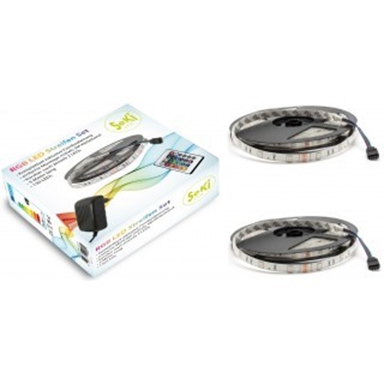 Picture of Krāsainas RGB 150LEDs 12V LED Lentas komplekts ar pulti un vadības bloku. Garums 5+5=10 Metri