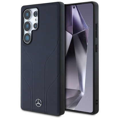 Attēls no Mercedes-Benz Mercedes Leather Debossed Lines MagSafe Case for Samsung Galaxy S25 Ultra - Blue