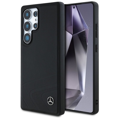 Изображение Mercedes-Benz Mercedes Leather Horizontal Debossed Curves MagSafe Case for Samsung Galaxy S25 Ultra - Black