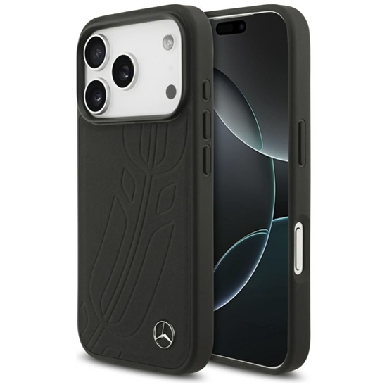 Изображение Mercedes-Benz Mercedes Leather Large Laurel Leave MagSafe Case for iPhone 17 Pro - Black