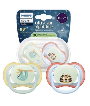 Изображение Philips Avent Ultra Air Night Baby Pacifier 0-6m 2pcs Green/Blue