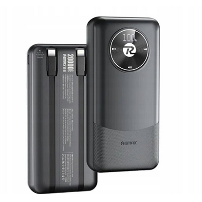 Attēls no Remax RPP-38 20000mAh 20W+22.5W +2 iebūvēti ātrās uzlādes vadi Type-C un Lightning