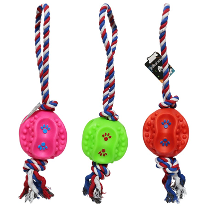 Attēls no Rotaļlieta gumijas Bumbiņa ar virvi 11cm, mix