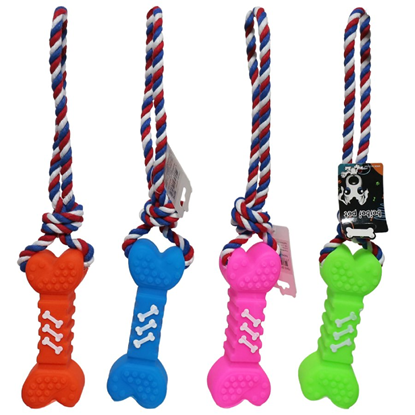 Attēls no Rotaļlieta gumijas Kauls ar virvi 32cm, mix