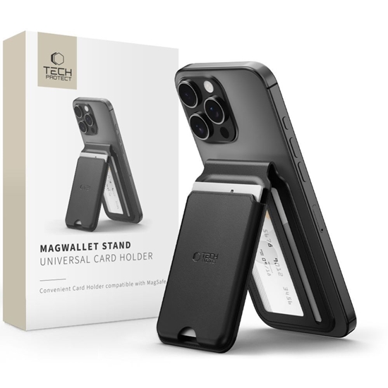 Picture of TECH-PROTECT MAGWALLET STAND MAGSAFE UNIVERSAL MAGNETIC CARD HOLDER BLACK