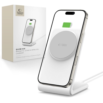 Изображение TECH-PROTECT QI15W-A38 MAGNETIC MAGSAFE WIRELESS CHARGER WHITE