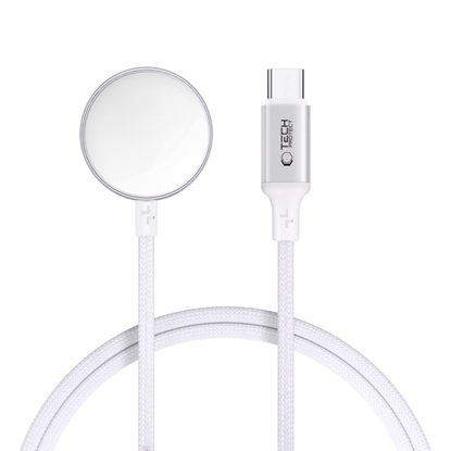 Attēls no TECH-PROTECT MC02 ULTRABOOST MAGNETIC CHARGER TYPE-C CABLE 100CM APPLE WATCH WHITE