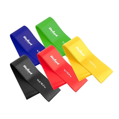 Изображение TPE vingrošanas lentu komplekts - Mini Band L, 2,3-18,2 kg, 5 lentes, krāsainas, REBEL ACTIVE
