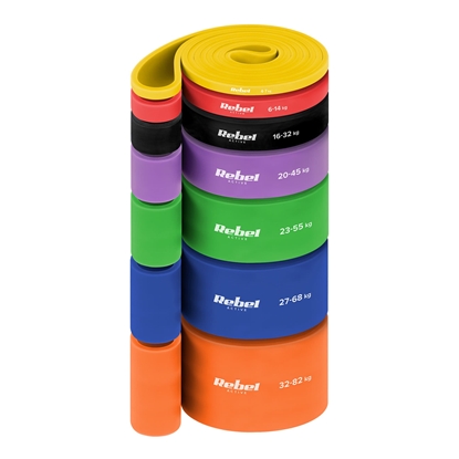 Attēls no TPE vingrošanas lentu komplekts - Power Band PT-S7, 4-82 kg, 7 TPE lentes, REBEL ACTIVE