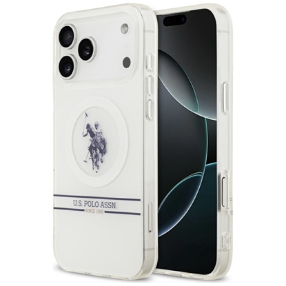 Picture of U.S. Polo PU US Polo DH and Bottom Stripe Logo MagSafe Case for iPhone 17 Pro Max - White