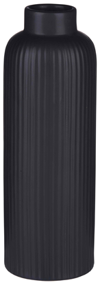 Attēls no Vāze rievota 8x23cm melna, keramika