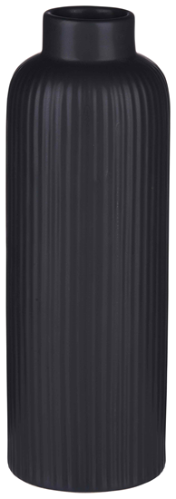 Picture of Vāze rievota 8x23cm melna, keramika