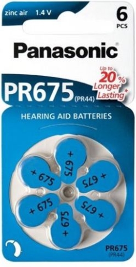 Изображение Panasonic PR 675 Zinc Air 6 pcs. Hearing Aid Cells