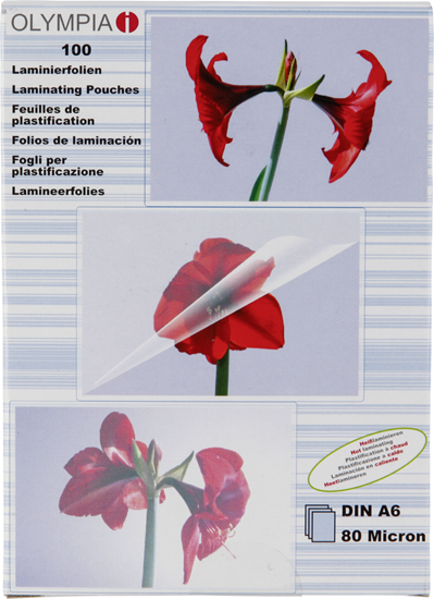 Picture of 1x100 Olympia Laminating pouches DIN A6 80 micron            9168