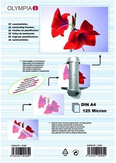 Picture of 1x25 Olympia Laminating pouches DIN A4 125 micron