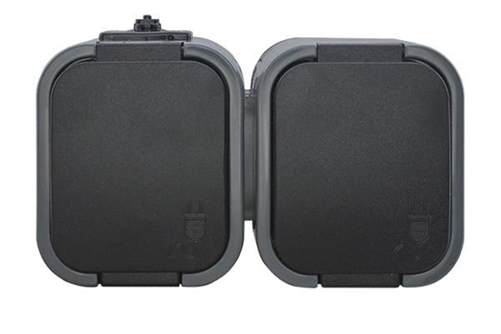 Picture of Abex Gniazdo wtyczkowe podwójne natynkowe 2P+Z bryzgoodporne z klapk IP44 czarny - NT-6B2