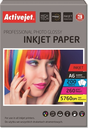 Picture of Activejet Papier fotograficzny do drukarki A6 (AP6260GR200)