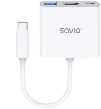 Изображение Adapter AV Savio Multimedia Adapter Type-C to HDMI (4K @ 30Hz 1080P @ 60Hz) + USB 3.0 White