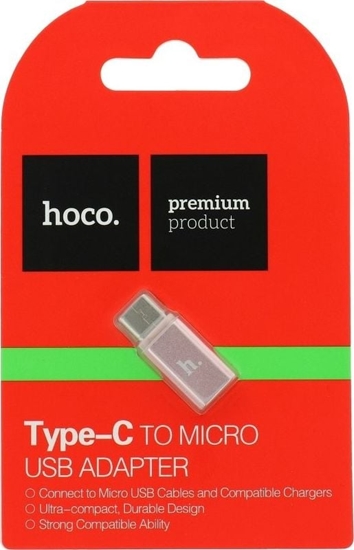Picture of Adapter USB Hoco USB-C - microUSB Róowy  (6957531031253)