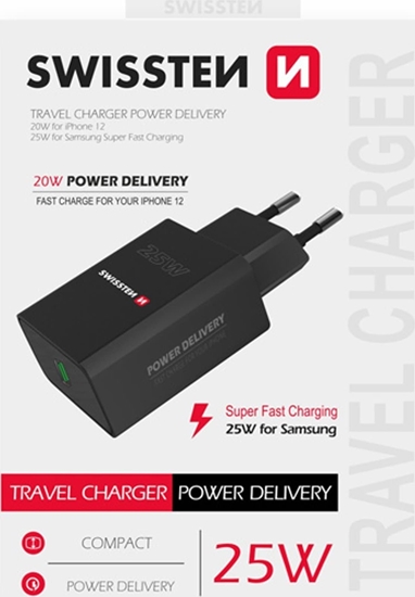 Picture of Adapter USB Swissten Zasilacz / sieciowy adapter SWISSTEN 25W, 1 port, USB-C, PPS