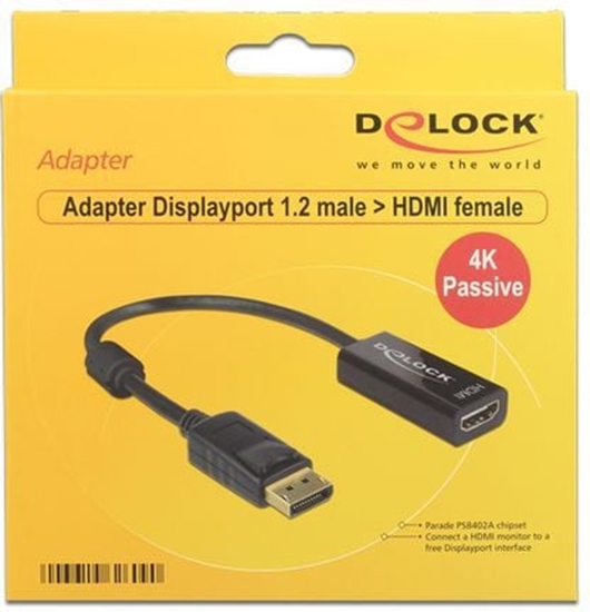 Picture of Adapteris DP1.2 M > HDMI F, 4K, pasīvs, melns, Delock