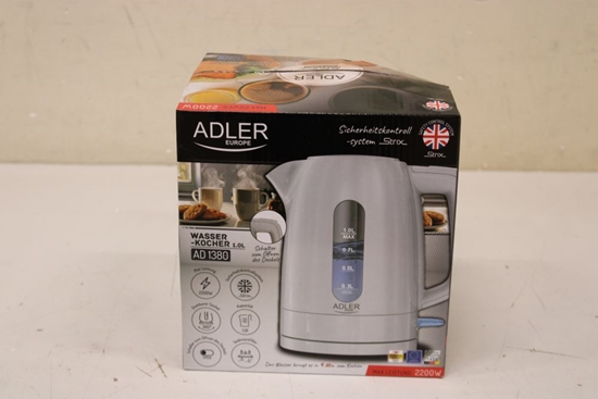 Изображение SALE OUT. Adler AD 1380w Electric kettle, Plastic, 1 L, White | SALE OUT. Adler Kettle | AD 1380w | Electric | 2200 W | 1 L | Polypropylene | 360° rotational base | White | DAMAGED PACKAGING