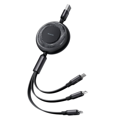 Picture of adowarka Mcdodo MCDODO KABEL USB 3W1 ZWIJANY SZYBKIE ADOWANIE USB-C LIGHTNING MICRO 66W