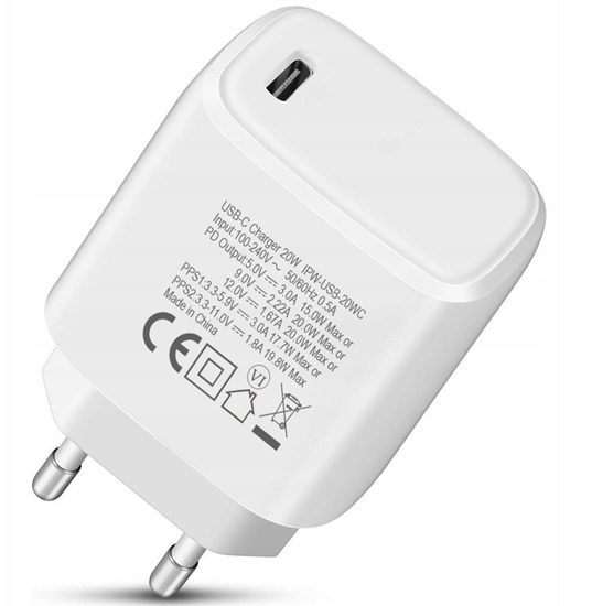 Изображение adowarka sieciowa GaN USB-C 20W PD3.0 PPS biaa