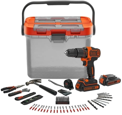 Изображение Akku-Schlagbohrschrauber BCKSB04, 18Volt(orange/schwarz, 2x Li-Ionen Akku 1,5Ah, Aufbewahrungsbox, 78-teiliges Zubehör-Set)