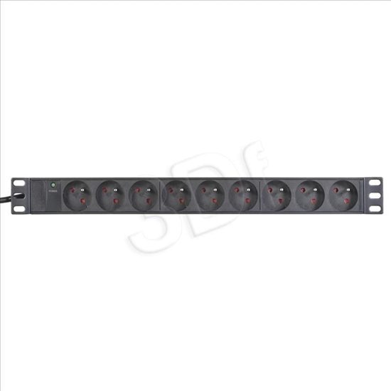 Picture of Alantec Listwa zasilajca 19" 230V - 9 gniazd (typu E - CEE 7/5), z diod LED, kabel 3,0m CEE 7/7 (PZ091U3M)