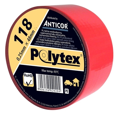 Attēls no Anticor Tama Polytex 118 do otulin 48mm 50m czerwona PP-1180002-0048050