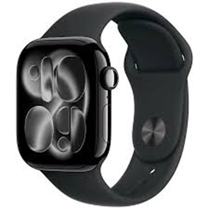 Изображение APPLE WATCH SERIES 11 GPS + CELLULAR 46MM JET BLACK ALUMINIUN CASE WITH BLACK SPORT BAND S/M MF