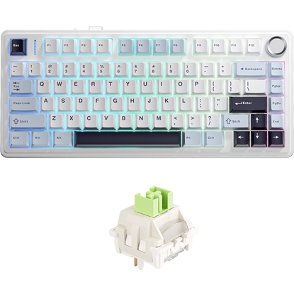 Picture of Aula F75 RU / EN Izkārtojums Spēļu mehāniskā tastatūra Light Blue + White + Black purple Reaper switch
