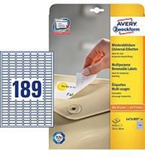 Изображение Avery Zweckform Biae usuwalne minietykiety 25.4x10mm 25 arkuszy (L4731REV-25)