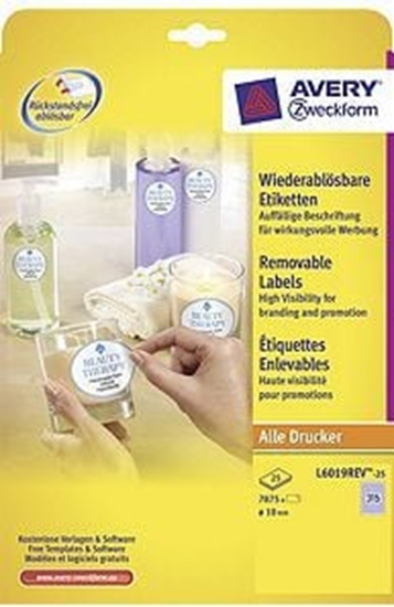 Изображение Avery Zweckform ETYK.ZF L6019 R.10 MM KÓKA 25 ARK. ETYKIETA - L6019-25