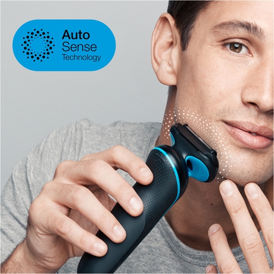 Picture of Braun Series 5 51-B1500s, Foil shaver, Black, Blue, AutoSense, Buttons, LED, Battery