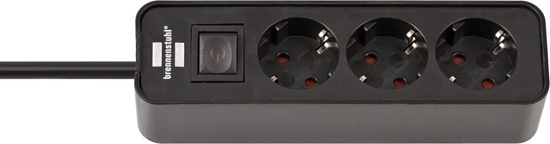 Изображение Brennenstuhl Steckdosenl. Ecolor 3-x schwarz/schwarz Schalt