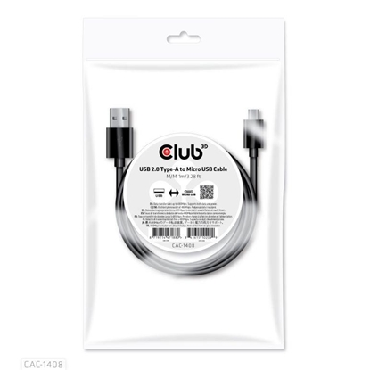 Изображение CABLE USB TO MICRO USB 1M/M/M CAC-1408 CLUB3D